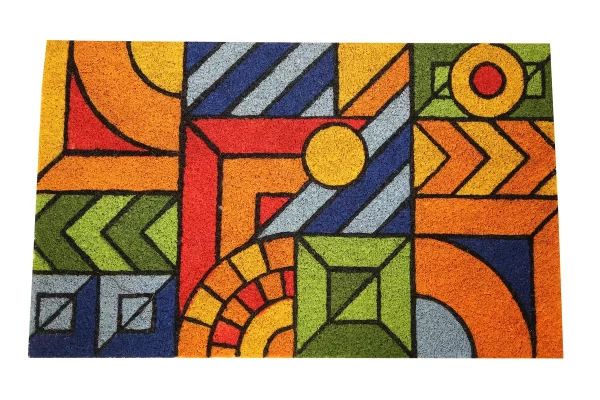 UniqueMatz Modern Art Design Printed Natural Coir Doormat for Outdoor/Multipurpose use