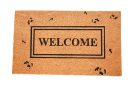 UniqueMatz Natural Coconut Coir Door Mat Welcome Printed within box pattern Anti Skid PVC Backing for Indoor,Outdoor, Home and Office