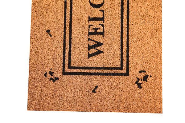UniqueMatz Natural Coconut Coir Door Mat Welcome Printed within box pattern Anti Skid PVC Backing for Indoor,Outdoor, Home and Office - Image 3