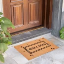 UniqueMatz Natural Coconut Coir Door Mat Welcome Printed within box pattern Anti Skid PVC Backing for Indoor,Outdoor, Home and Office