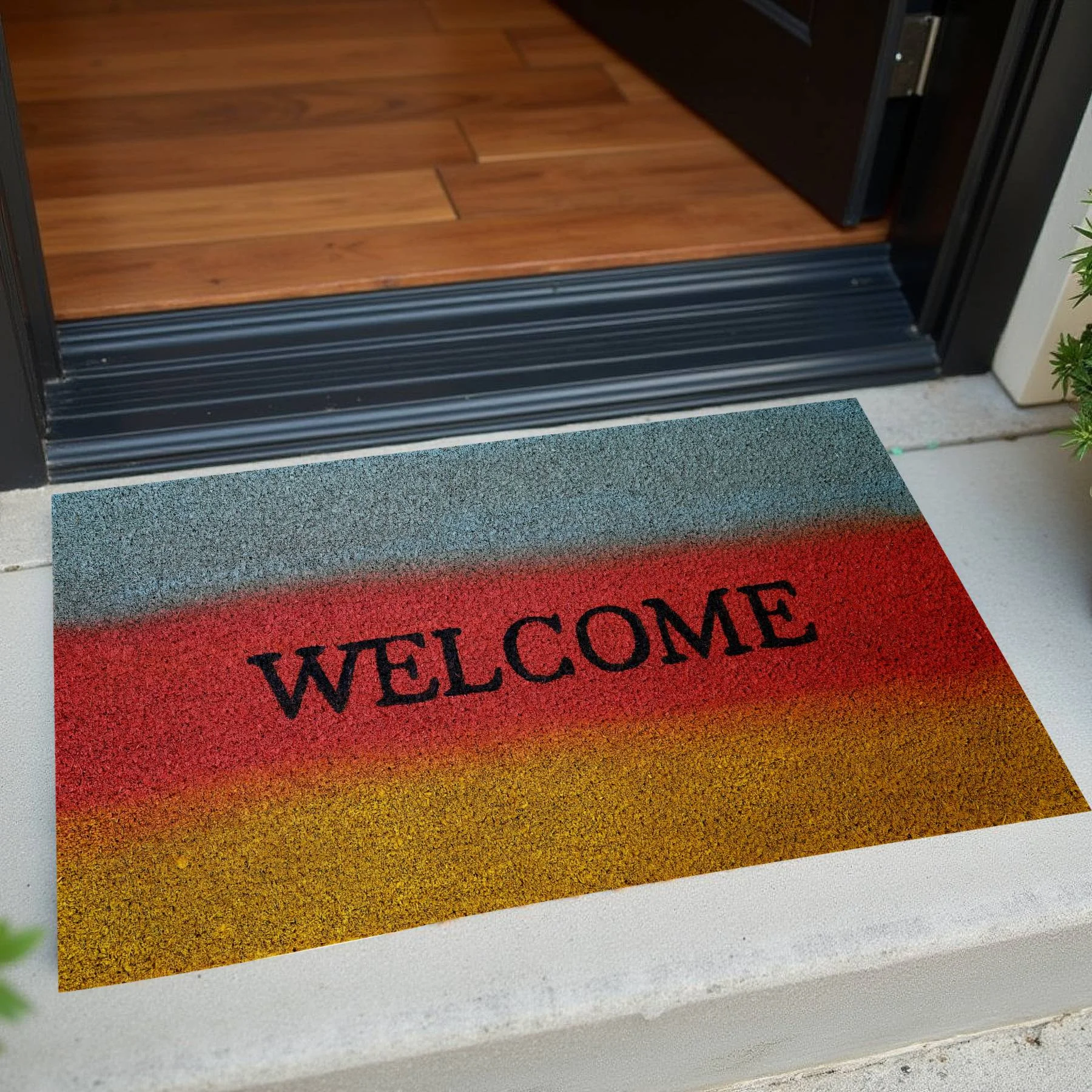 UniqueMatz Welcome Printed Multicolor pattern Natural Coir Doormat for Outdoor/Multipurpose use - Image 2