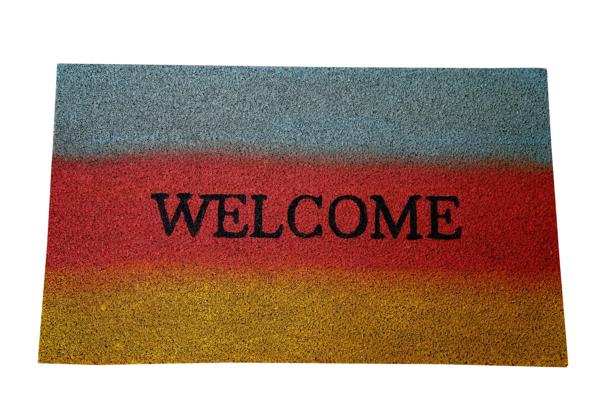 UniqueMatz Welcome Printed Multicolor pattern Natural Coir Doormat for Outdoor/Multipurpose use