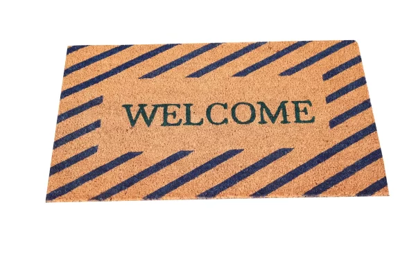 UniqueMatz Natural Coconut Coir Welcome Printed Door Mat with cross line orientation Anti Skid PVC Backing for Indoor,Outdoor, Home and Office - Image 8
