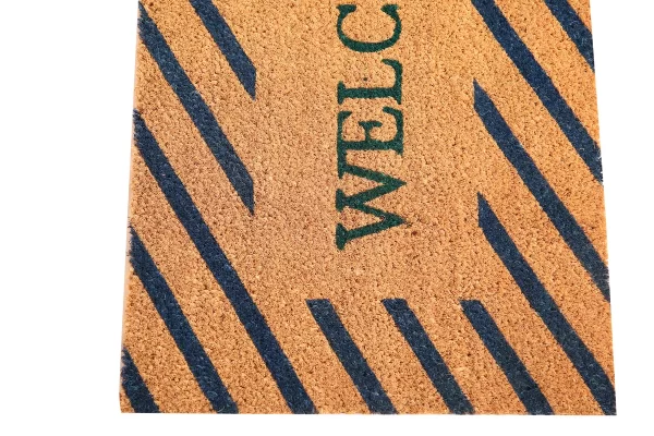 UniqueMatz Natural Coconut Coir Welcome Printed Door Mat with cross line orientation Anti Skid PVC Backing for Indoor,Outdoor, Home and Office - Image 6