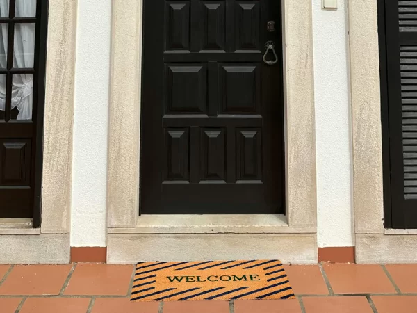 UniqueMatz Natural Coconut Coir Welcome Printed Door Mat with cross line orientation Anti Skid PVC Backing for Indoor,Outdoor, Home and Office - Image 2
